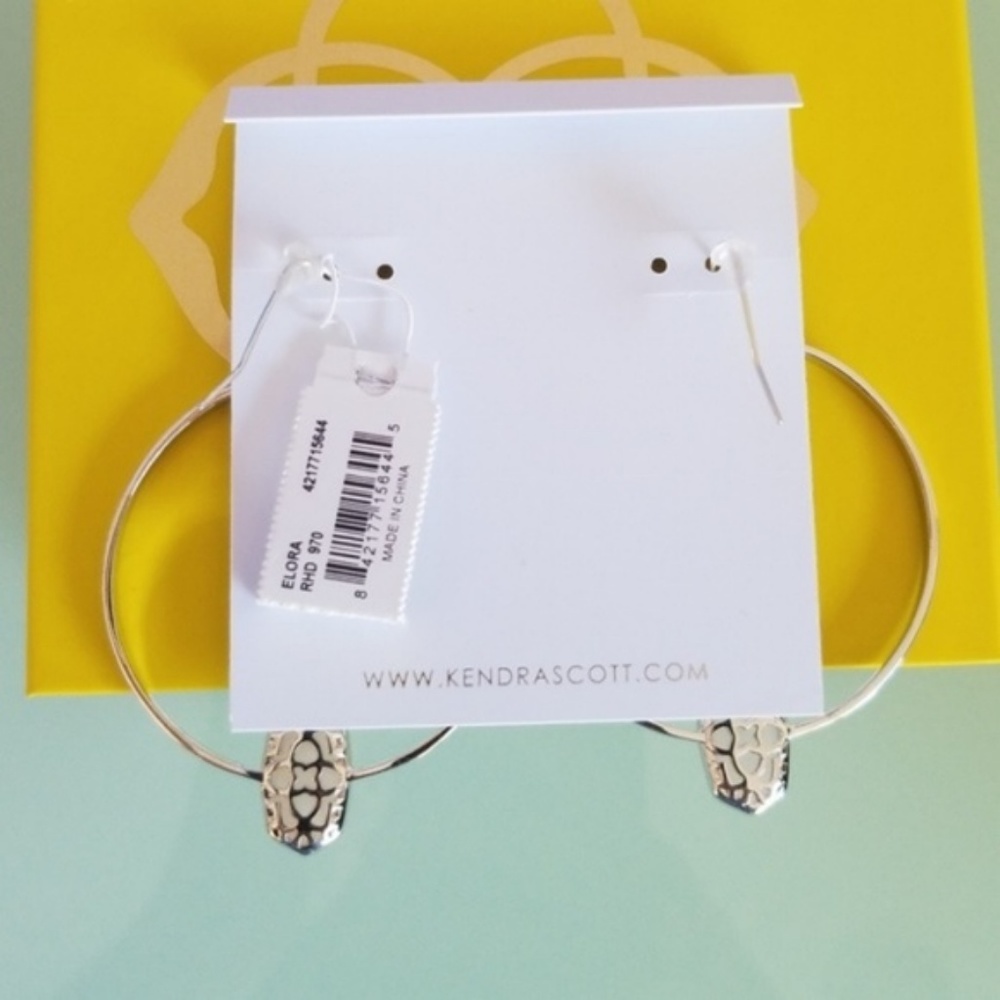 Kendra Scott Iridescent Drusy Elora silver earrings BNWT - Picture 5 of 7